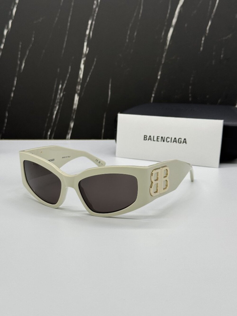 NEW BALENCIAGA BB0321S 010 IVORY WOMEN CAT EYE SUNGLASSES BALENCIAGA EYEWEAR